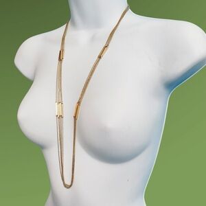 BANANA REPUBLIC Gold Tone Necklace Multistrand Chains 32"+ 3" extender